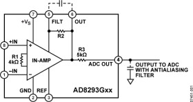 Low Cost, Zero-Drift In-Amp with Filter and Fixed Gain = 160