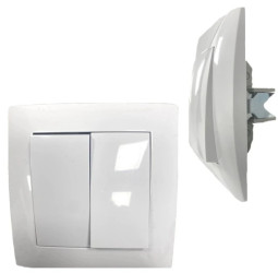 Włącznik Podwójny do światła Łącznik Świecznikowy Podtynkowy Biały WESA