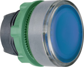 Pushbutton, for universal LED, illuminable, waistband round, blue, front ring light gray, mounting Ø 22 mm, ZB5AW363C0