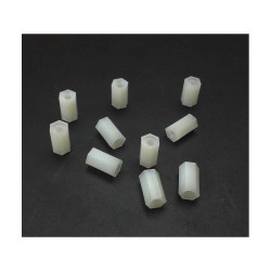 Tulejka dystans 10mm/M3 Poliamid Biała, Kpl 10 Szt. Gwint W/W