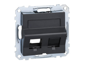 MERTEN Nachylone wyjście podwójne do gniazd RJ45 z osłoną i p.opisowym S.M antracytowe MTN4568-0414 SCHNEIDER ELECTRIC