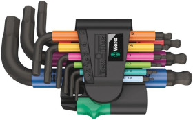950/9 Hex-Plus Multicolour 2 Zestaw kluczy trzpieniowych z końcówką kulistą, BlackLaser, metrycznych, 9 części, WERA 05133164001