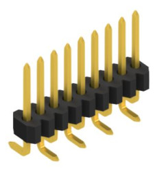 Pin header, 9 pole, pitch 1.27 mm, angled, black, 10061217