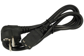 Kabel; zasilający; AK-PC-01C; gniazdo IEC C13 IBM proste; wtyk sieciowy CEE 7/7 kątowy; 1,5m; czarny; 3 żyły; 0,75mm2; 10A; Akyg