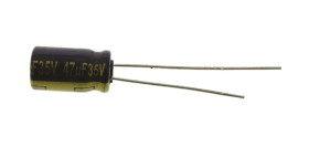 Kondensator 47μF 35V dc Radialny, Otwór przelotowy Panasonic roztaw: 2.5mm 6.3 (Dia.) x 11.2mm