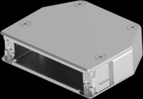 D-Sub connector housing, size: 3 (DB), straight 180°, angled 45°, cable Ø 4 to 14 mm, zinc, silver, 1-2308327-1