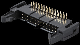 Pin connector, 26-pin, with interlock, angled