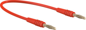 Measuring lead with (2 mm plug, spring-loaded, straight) to (2 mm plug, spring-loaded, straight), 80 mm, red, PVC, 0.5 mm², 28.0