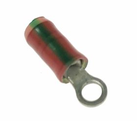 Konektor oczkowy izolowany 3mm - różowy z paskiem