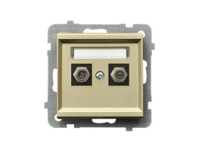 SONATA Gniazdo antenowe podwójne typu "F" szampański złoty GPA-2RF/m/39 OSPEL