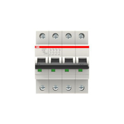 Wyłącznik nadprądowy MCB, Typ D, 4-biegunowy, 25A, 400V, 125V, ABB, S200M