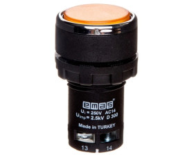 Przycisk sterowniczy monoblok, kryty, niestabilny, 1NO, żółty T0-MB100DS