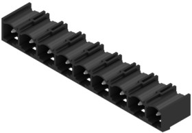 Pin header, 9 pole, pitch 7.62 mm, angled, black, 1472320000