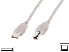 Digitus Kabel USB USB 2.0 Złącze męskie USB-A, Złącze męskie USB-B 3.00 m beżowy AK-300102-030-E