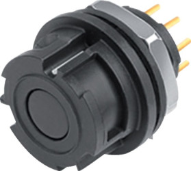 Panel socket, 8 pole, THT, bayonet locking, straight, 09 0774 090 08