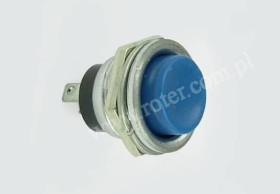 Przełącznik przyciskowy okrągły duży metal, off-(on) niebieski