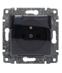 VENA Gniazdo bryzgoszczelne pojedyncze 2P+Z z przesłoną torów prądowych antracyt 516139