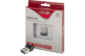 Inter-Tech DMG-04 | Wi-Fi 5 USB Nano Adapter | 433 Mbps (5 GHz) / 200 Mbps (2,4 GHz) | USB 2.0 | Zwart