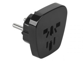 Adapter AC wtyk PL na gniazdo uniwersalne, czarne; J39-9