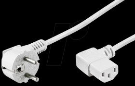 Cold appliance connection cable, 3 m, white, angled