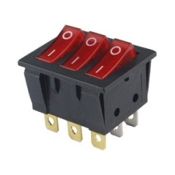 Przełącznik KCD3-301L 16A 250V potrójny RED