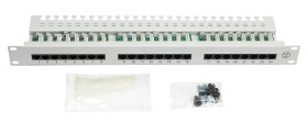 Patch panel RACK 19 kat.5e 24p UTP z półką 1U czarny