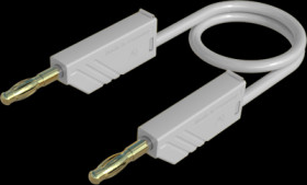 Measuring lead with (4 mm plug, spring-loaded, straight) to (4 mm plug, spring-loaded, straight), 0.25 m, white, PVC, 2.5 mm², C