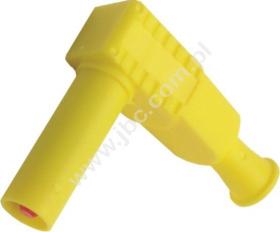 1067-GE Wtyk bezpieczny (tuleja stałą). 4mm kątowy, przyłącze przykręcane, 20A, 1000V=/~, kat.III, żółty, ELECTRO-PJP, 1067GE, 1