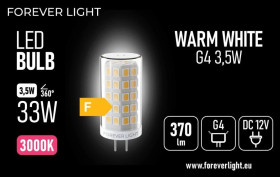 Żarówka LED G4 3.5W 370lm 3000K 12V klasa F Forever Light