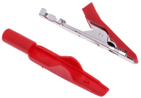 Zacisk krokodylkowy 8A izolowany 4mm Czerwony Hirschmann Test & Measurement