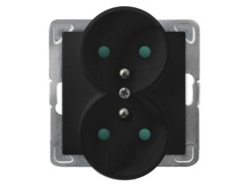 IMPRESJA Gniazdo podwójne z uziemieniem z przesłonami czarny metalik GP-2YRZP/m/33 OSPEL