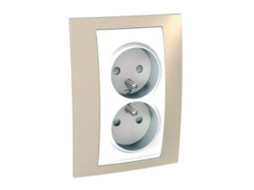 UNICA PLUS Gniazdo podwójne z uziemieniem z przesłonami róż piaskowy MGU63.069.867 SCHNEIDER ELECTRIC