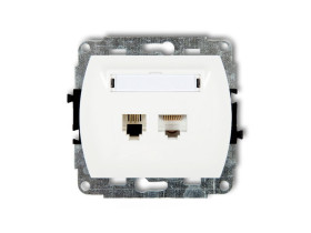 TREND Gniazdo telefoniczne 1xRJ11 + gniazdo komputerowe 1xRJ45 kat.5e 8-stykowy biały GTK KARLIK