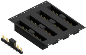 Pin header, 15 pole, pitch 2.54 mm, angled, black, 10155266