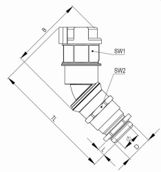 Wiska 10107990 EMBF45CG-29-32-BG Połączenie śrubowe szary M32 x 1.5 45° 25 szt.