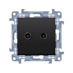 Simon 10 Gniazdo antenowe typu F podwójne (moduł) czarny mat CASF2.01/49