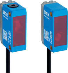 Czujniki fotoelektryczne Wiązka przewlekana Prostokątny SICK NPN zakres 20 m Dioda Pin Point LED