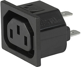 Panel socket F, 3 pole, snap-in, plug-in connection, black, 4724.0100