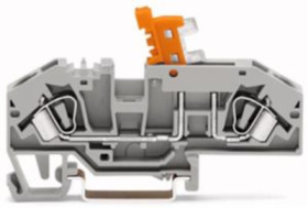2-wire disconnect terminal block, spring-clamp connection, 0.2-6.0 mm², 2 pole, 30 A, 6 kV, gray, 282-697