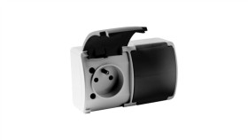 Gniazdo Podwójne Z Uziemieniem Natynkowe Ip44 Popiel/Grafit 162-08 Dv 8172