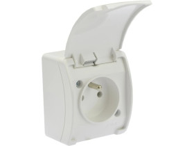 Gniazdo hermetyczne pojedyncze 2P+Z natynkowe IP44 białe Koala 161-01 61.371