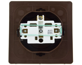 AKCENT Gniazdo bryzgoszczelne z/u IP44 klapka przezroczysta brązowe GPH-1AZ/24/d