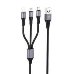 Kabel 3w1 USB-C + micro + iphone 1.2m