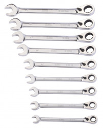 Zestaw kluczy płasko-oczkowych z grzechotką Komplet kluczy płasko-oczkowych z grzechotką SAM 10 → 19 mm 9 szt.