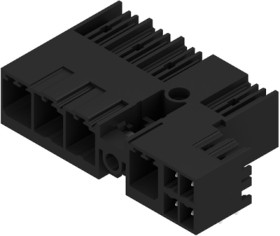 Pin header, 4 pole, pitch 7.62 mm, angled, black, 2545830000