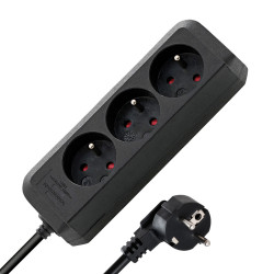 Przedłużacz listwowy ECOLINE, dł. 3m, czarny, 3 gniazdka, bez włącznika, Brennenstuhl