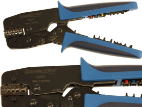 Zaciskarka do kabli z wymiennymi matrycami / Praska do tulejek i końcówek 0,14-10 / zestaw 3 matryc / EK507