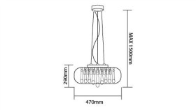 Lampa Constanza Fi470*H1500mm 9Xg9 Szkło + Metal