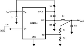 3 to 20 V input, 1 A, high frequency step-down converter with light load efficiency