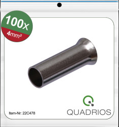 22C478 Bootlace ferrules, uninsulated, 100 pieces, 4 mm²